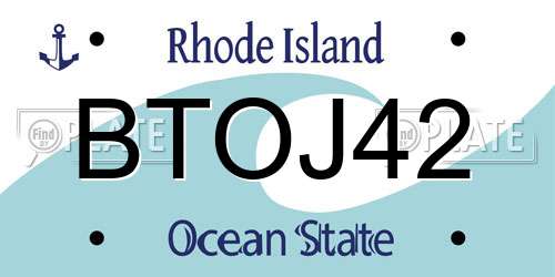 BTOJ42 Rhode Island License Plate