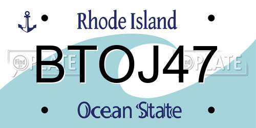 BTOJ47 Rhode Island License Plate
