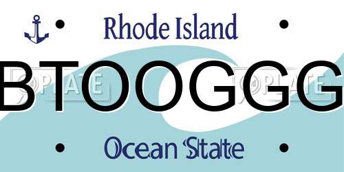 BTOOGGG Rhode Island License Plate