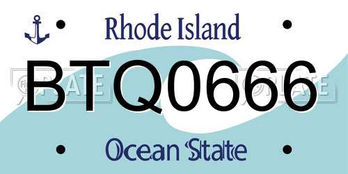 BTQ0666 Rhode Island License Plate