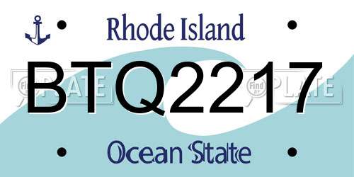 BTQ2217 Rhode Island License Plate