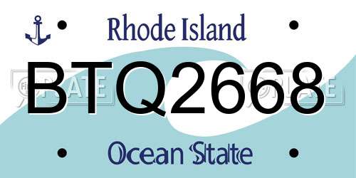 BTQ2668 Rhode Island License Plate