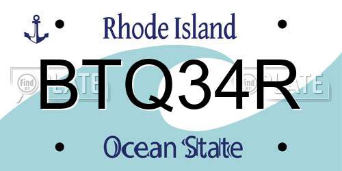 BTQ34R Rhode Island License Plate