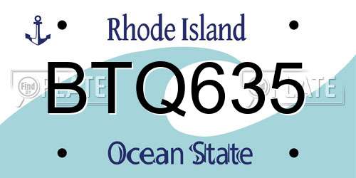BTQ635 Rhode Island License Plate