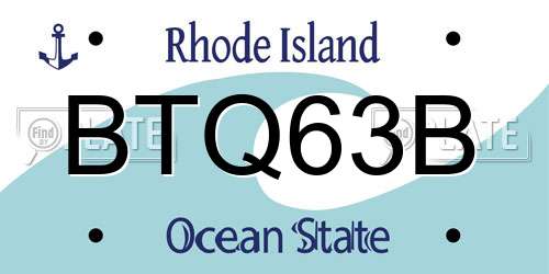 BTQ63B Rhode Island License Plate