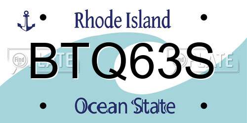 BTQ63S Rhode Island License Plate