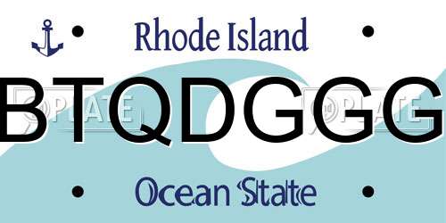 BTQDGGG Rhode Island License Plate
