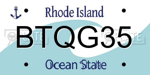 BTQG35 Rhode Island License Plate