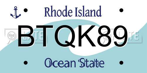 BTQK89 Rhode Island License Plate