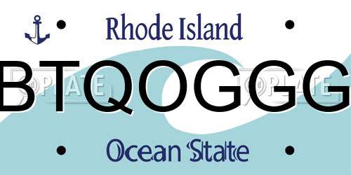 BTQOGGG Rhode Island License Plate