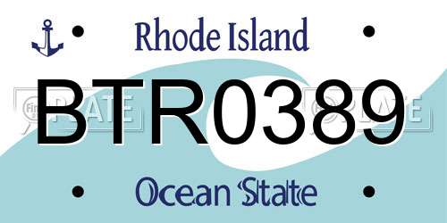BTR0389 Rhode Island License Plate