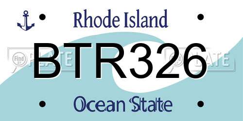 BTR326 Rhode Island License Plate