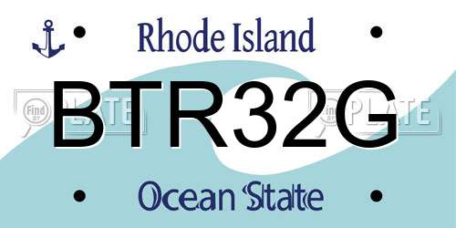 BTR32G Rhode Island License Plate