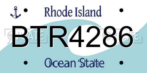 BTR4286 Rhode Island License Plate
