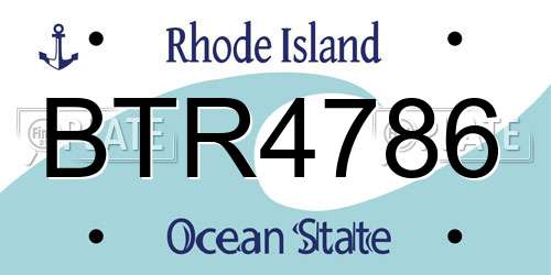 BTR4786 Rhode Island License Plate