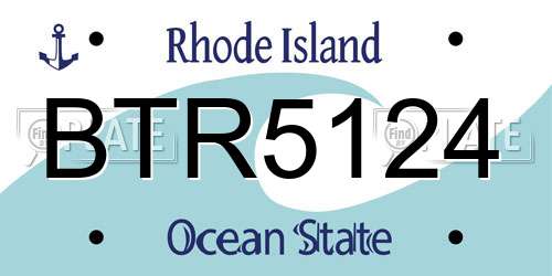 BTR5124 Rhode Island License Plate