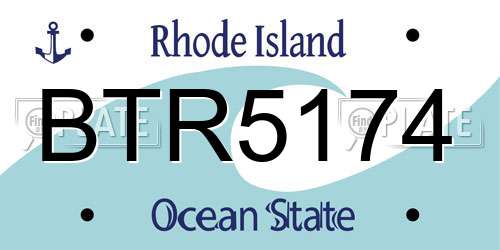 BTR5174 Rhode Island License Plate