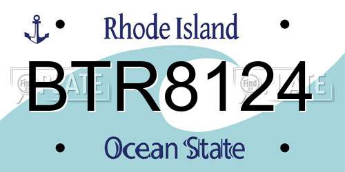 BTR8124 Rhode Island License Plate