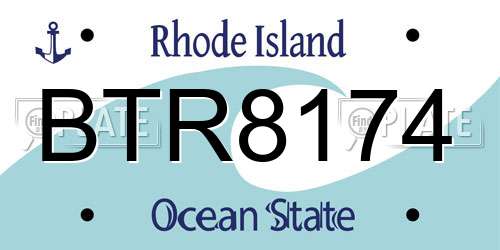 BTR8174 Rhode Island License Plate