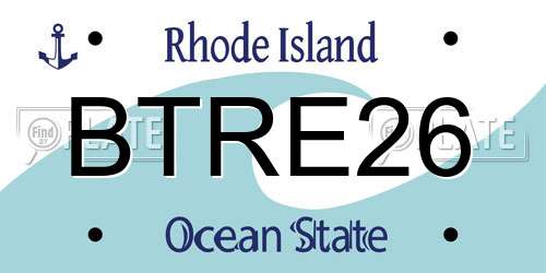 BTRE26 Rhode Island License Plate