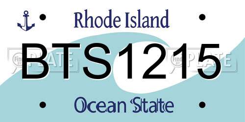 BTS1215 Rhode Island License Plate