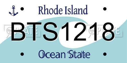 BTS1218 Rhode Island License Plate