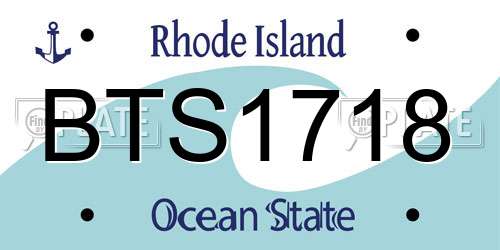 BTS1718 Rhode Island License Plate
