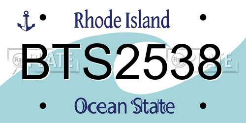 BTS2538 Rhode Island License Plate