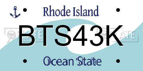 BTS43K Rhode Island License Plate