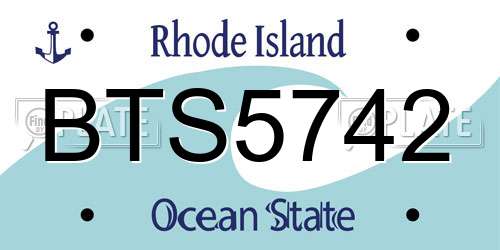 BTS5742 Rhode Island License Plate