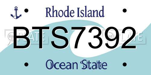 BTS7392 Rhode Island License Plate