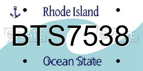 BTS7538 Rhode Island License Plate