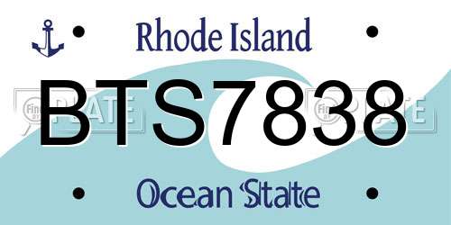 BTS7838 Rhode Island License Plate