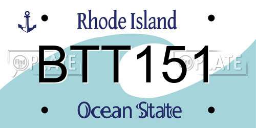 BTT151 Rhode Island License Plate