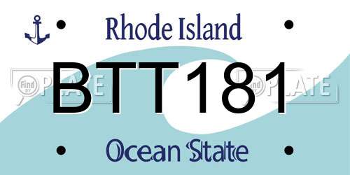 BTT181 Rhode Island License Plate