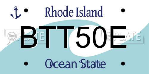 BTT50E Rhode Island License Plate