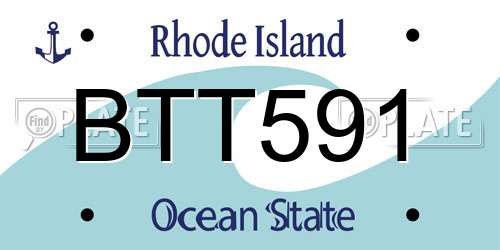 BTT591 Rhode Island License Plate