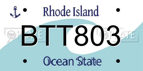 BTT803 Rhode Island License Plate