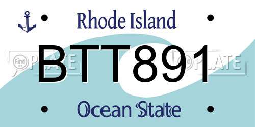 BTT891 Rhode Island License Plate