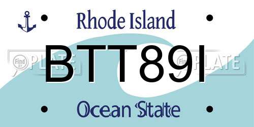 BTT89I Rhode Island License Plate