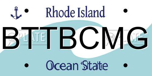 BTTBCMG Rhode Island License Plate