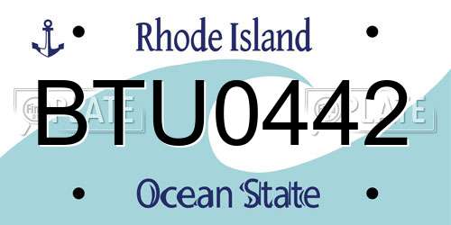 BTU0442 Rhode Island License Plate