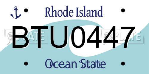 BTU0447 Rhode Island License Plate