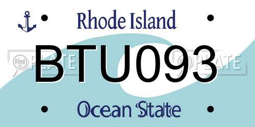 BTU093 Rhode Island License Plate