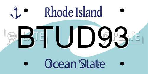 BTUD93 Rhode Island License Plate