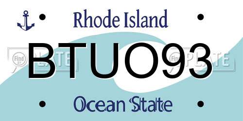 BTUO93 Rhode Island License Plate