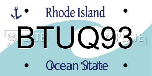 BTUQ93 Rhode Island License Plate