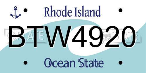 BTW4920 Rhode Island License Plate