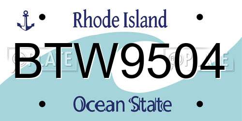 BTW9504 Rhode Island License Plate