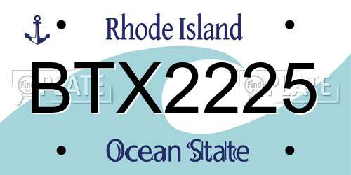 BTX2225 Rhode Island License Plate